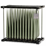 Ester & Erik Green Soil 42cm tapered dinner candle in a dusty earthy green with soft sage and grey undertones, traditionally hand-dipped in Denmark.