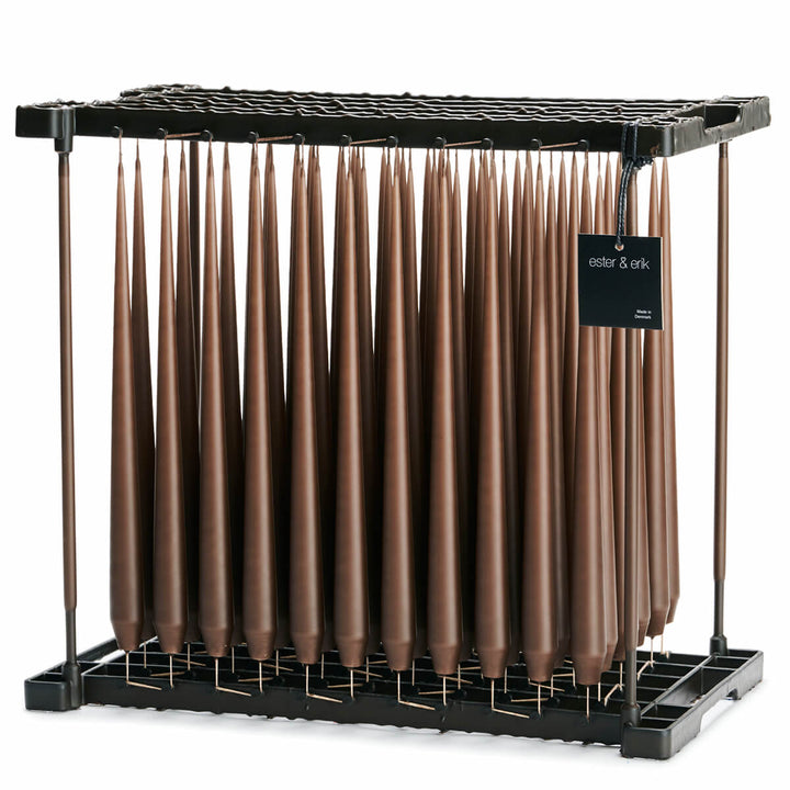 Ester & Erik Hazelnut 42cm taper candle No. 25 in a warm toasted brown, perfect for autumn styling, country house interiors and elegant tablescapes.