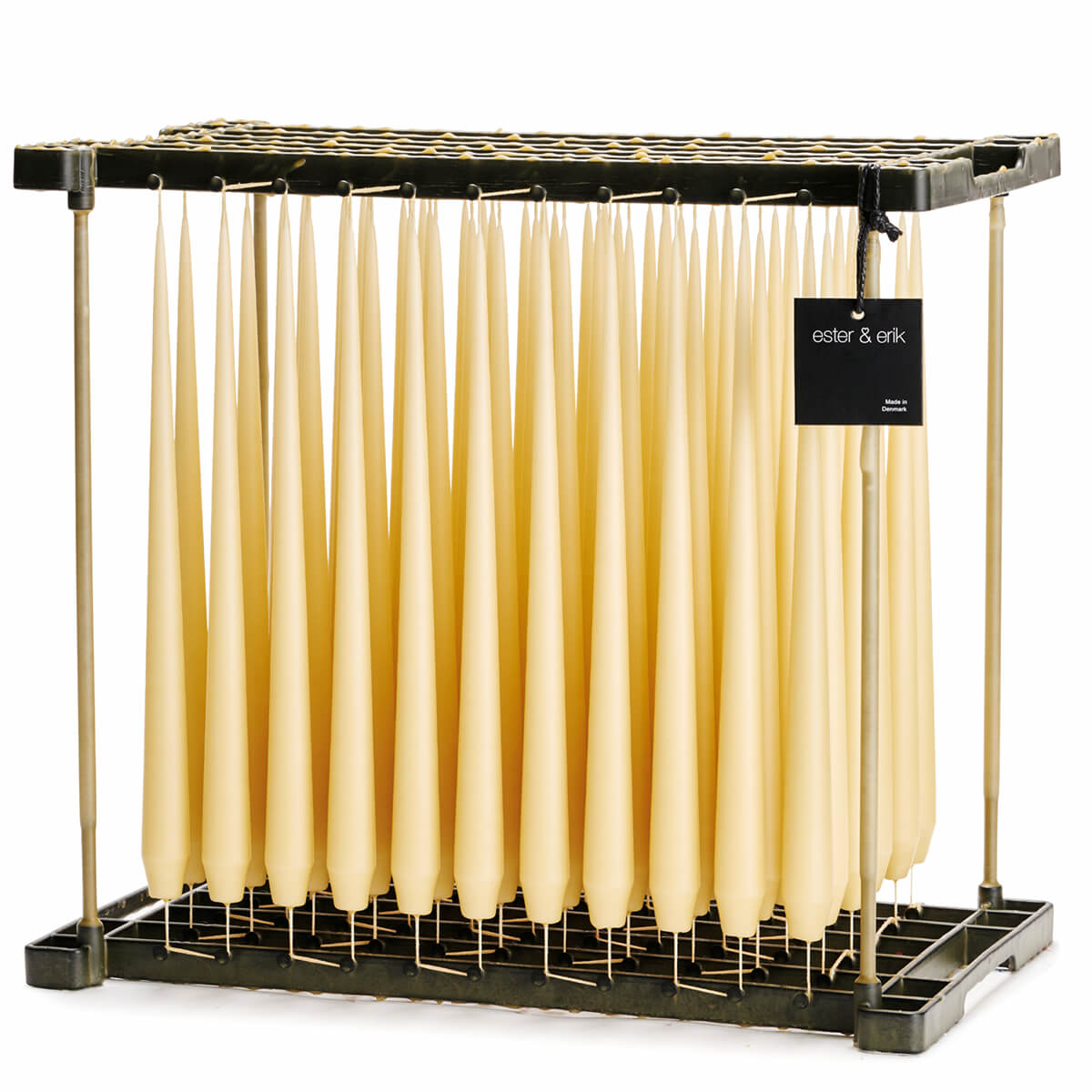 Ester & Erik Pale Ginger 42cm tapered dinner candle in a soft light beige with creamy yellow undertones, traditionally hand-dipped in Denmark.