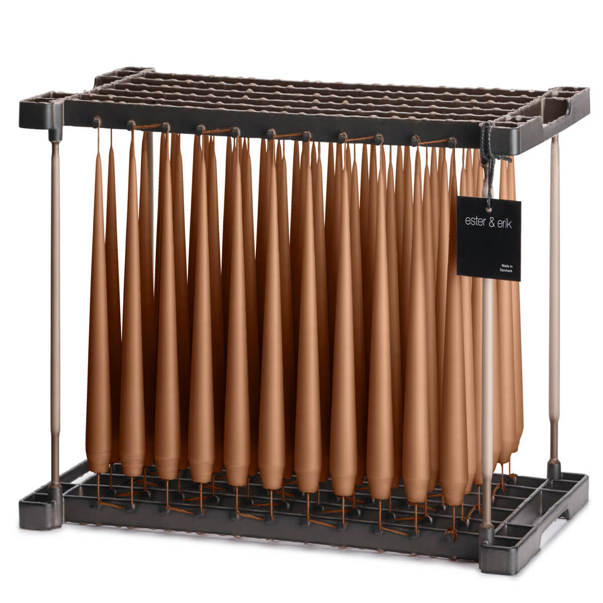 Shop Ester & Erik Raw Toffee 42cm taper candle No. 23. A warm caramel-brown candle, hand-dipped in Denmark for stylish tables, weddings & interiors.