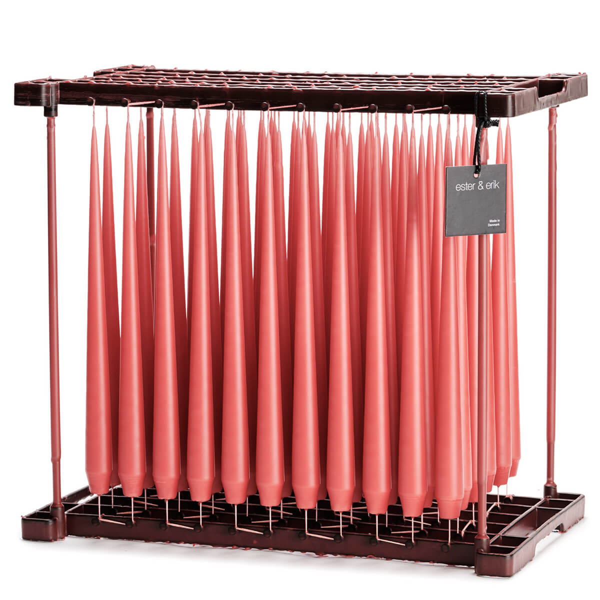 Ester & Erik Rosehip 42cm tapered dinner candle in a soft dusky rose pink with warm coral and earthy undertones, traditionally hand-dipped in Denmark.