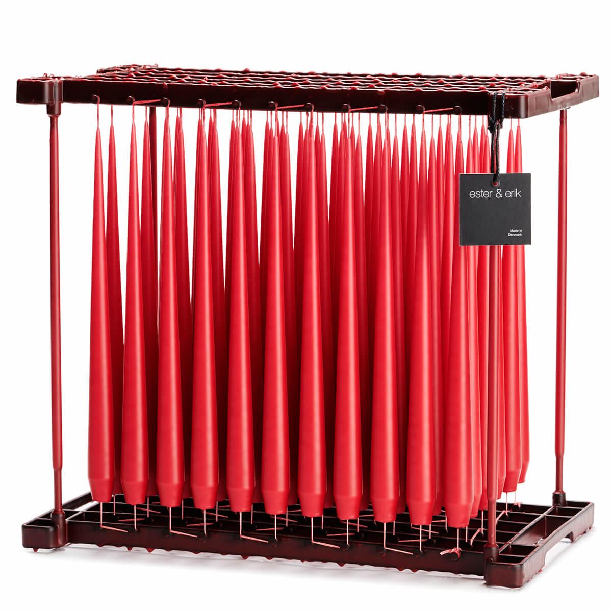 Ester & Erik Saffron Dust 42cm tapered dinner candle in a warm spicy red with subtle orange undertones, traditionally hand-dipped in Denmark.