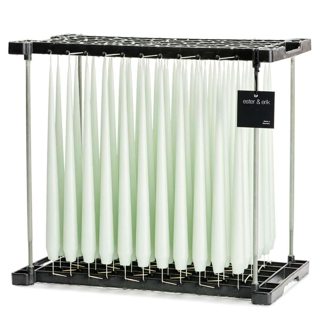 Ester & Erik Watermint 42cm tapered dinner candle in a soft pale mint green, traditionally hand-dipped and handcrafted in Denmark.