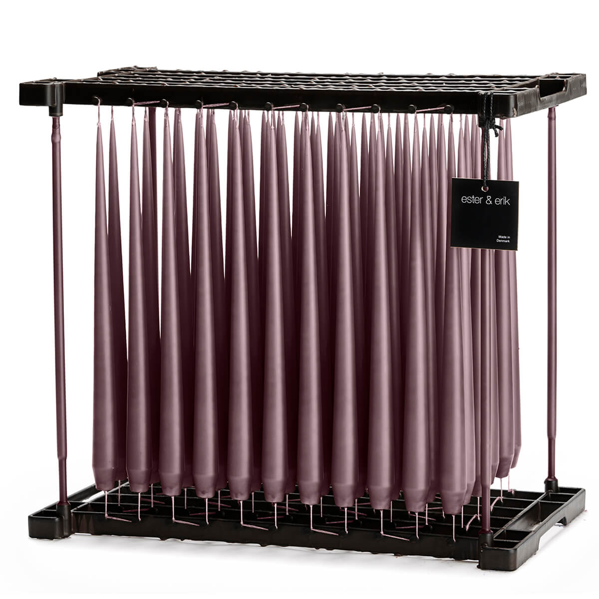 Ester & Erik Winter Rose 42cm tapered dinner candle in a dusky antique rose with soft mauve and smoky undertones, hand-dipped in Denmark.