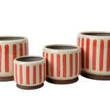 Crackle Glaze Coral Striped Stoneware Plant Pot – 16cm