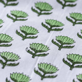 Lotus Flower Green Napkins (Set of 6) – Handmade Cotton Table Linen