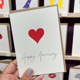 Happy Anniversary Heart Letterpress Card | Penguin Ink Anniversary Card