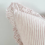 Hallie Ruffled Linen Cushion Cover 45x45cm – Pink Stripe