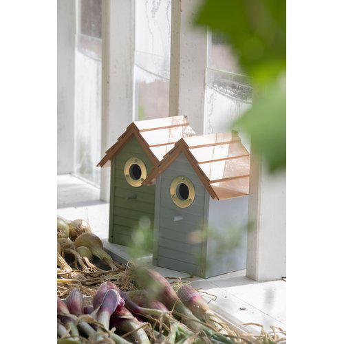 Fågelholk wooden decorative bird house in grey green and brown