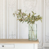 Faux eucalyptus spray with pinky grey leaves and seeded detailing, 67cm tall