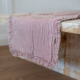 Christmas Red Stripe Ruffled Table Runner