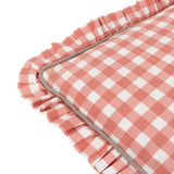 Maude Gingham Cushion – Frilled Trim Cotton Cushion Terracotta