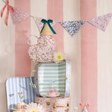 Meri Meri x Liberty Scallop Edge Garland – Floral Fabric Bunting with Velvet Ribbon