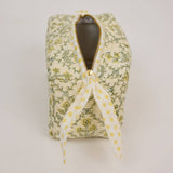 Paper Mirchi Small Organic Cotton Toiletry Bag – Floral Lattice Buttercream