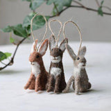 Felt hanging bunny Easter decorations in natural tones
