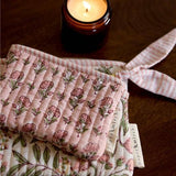 Organic Cotton Zipped Pouch Duo - Floral Blush