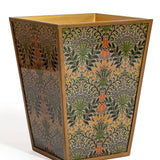 Decorative floral pattern waste paper bin with botanical design