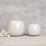 Ravello White Stoneware Plant Pot – Crackle Glaze | 15.5cm