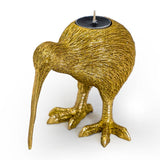 Gold kiwi bird tealight holder with metallic finish, decorative animal candle holder for stylish home décor and cosy candlelight.