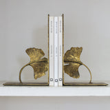 Golden Lotus Bookends with decorative floral design and aged gold finish.