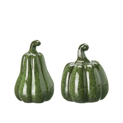 Green melange ceramic squash and pumpkin decoration for autumn home styling