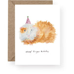 Guinea pig birthday card with hand-painted watercolour illustration and Whoop It’s Your Birthday message.