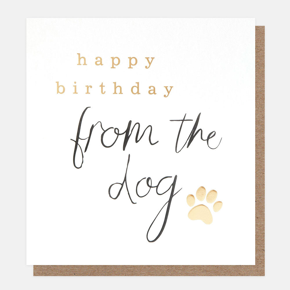 Adorable paw print birthday card with gold foil and embossed detail. Sustainably made in the UK, fully recyclable, and supplied with a kraft envelope.