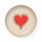 Round red and gold heart enamel trinket dish handmade in India