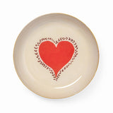 Round red and gold heart enamel trinket dish handmade in India