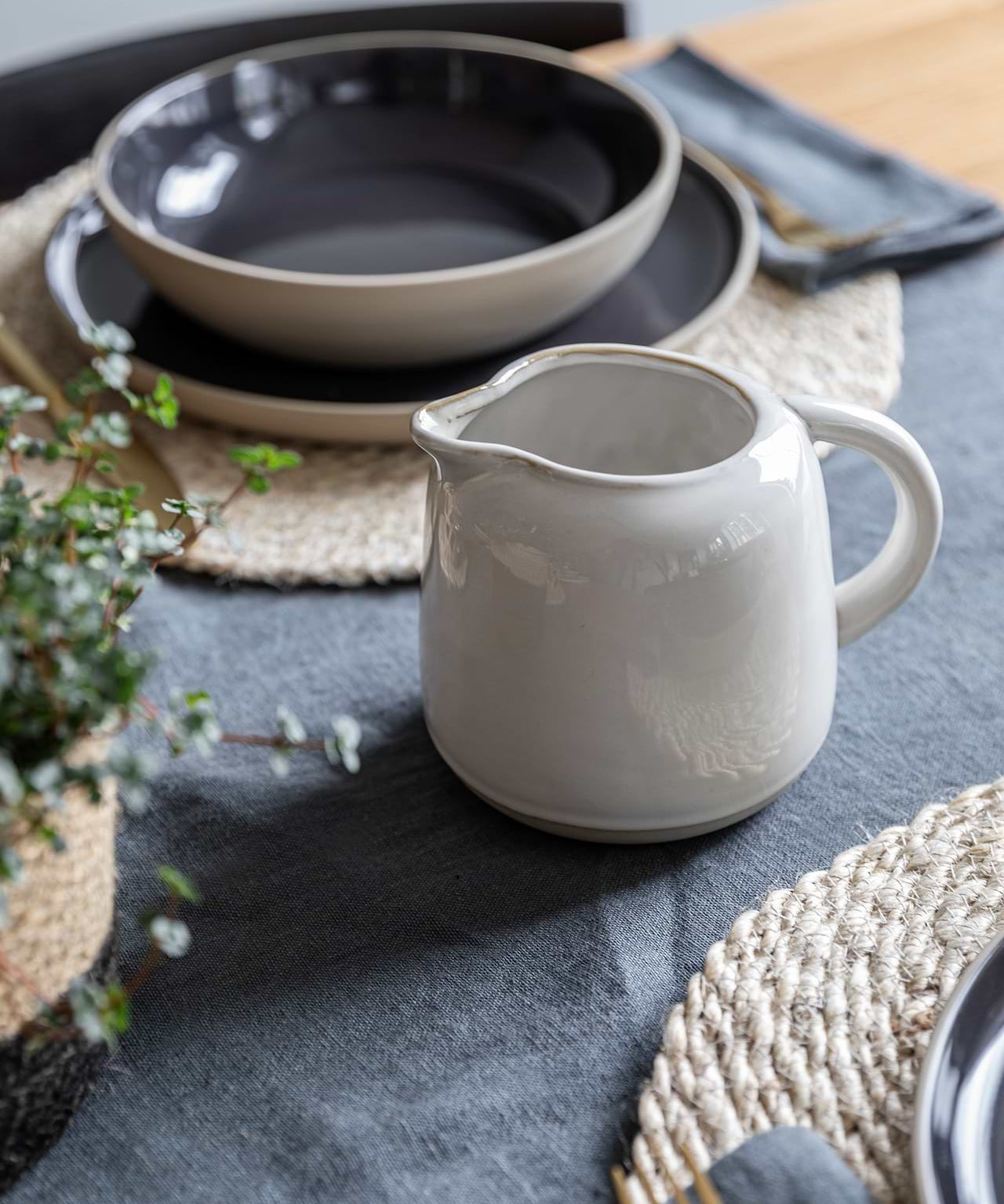 Holwell white glazed ceramic gravy and sauce jug