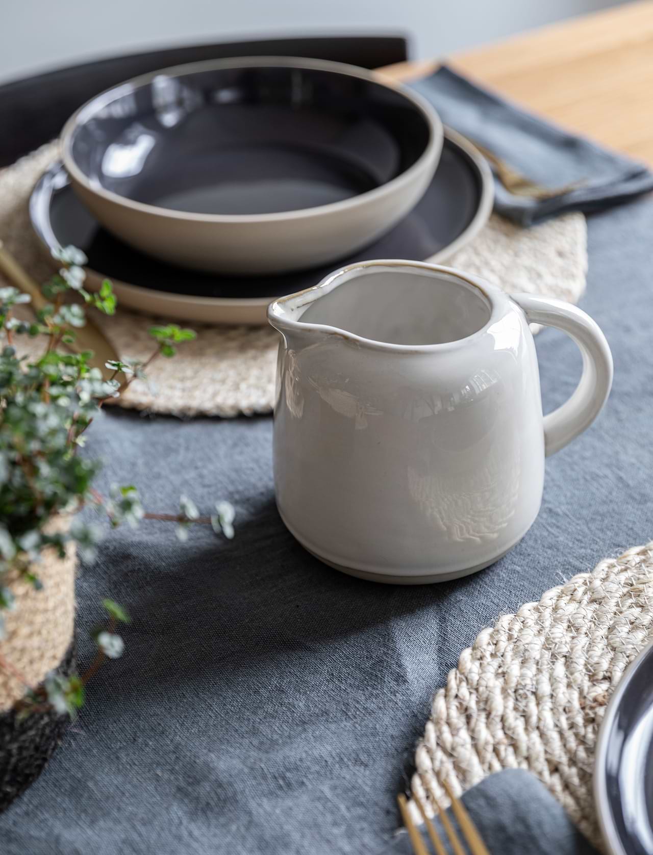Holwell white glazed ceramic gravy and sauce jug