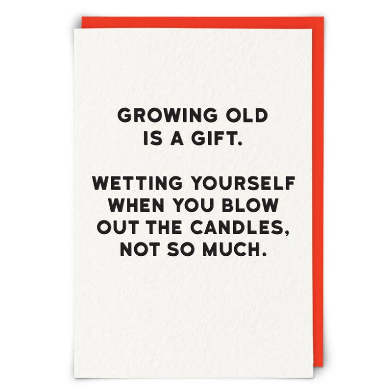 Holy Flaps Candles funny birthday greetings card supplied with a bright neon orange envelope.
