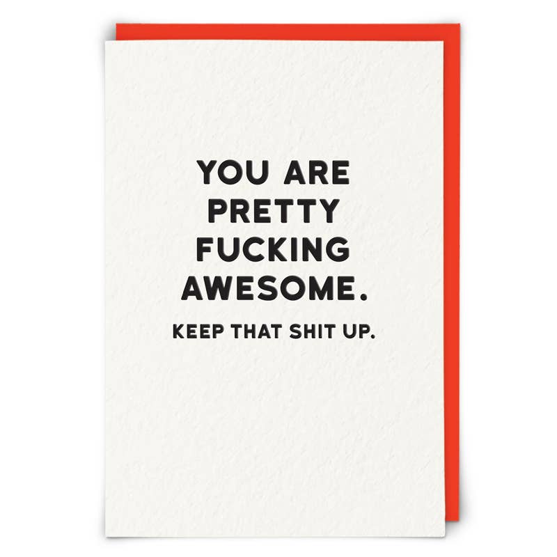 Holy Flaps Awesome greetings card printed on sustainably sourced board and supplied with a bright neon orange envelope.