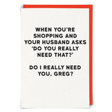 Holy Flaps Shopping funny greetings card printed on sustainably sourced board and supplied with a neon orange envelope.