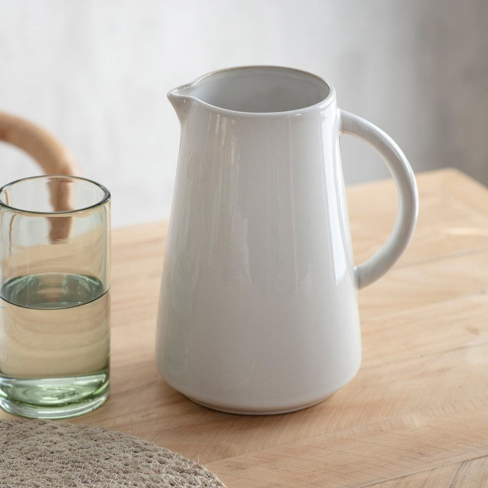 Ithaca Off-White Stoneware Jug with rustic hand-glazed ceramic finish