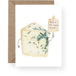 King of the Cheese Board card featuring a hand-painted watercolour Stilton cheese illustration.