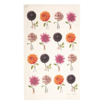 Laura Stoddart Dahlia tea towel at Mad Lilies. Beautiful floral kitchen linen featuring vibrant dahlia illustrations, made in England.