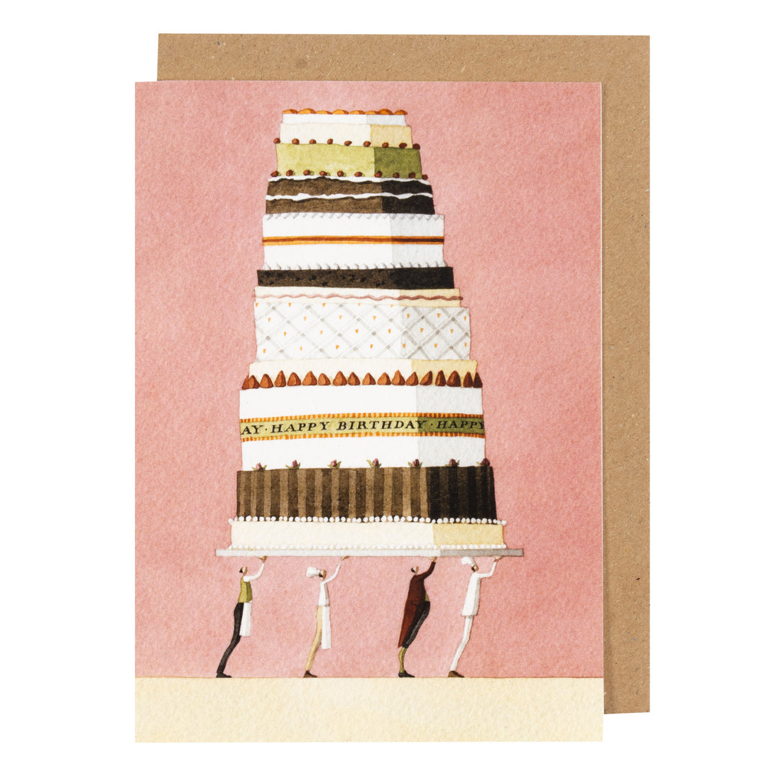 Laura Stoddart Happy Birthday greetings card featuring elegant botanical illustration with kraft envelope, designed and made in England.