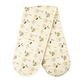 Laura Stoddart In Bloom Green Flowers double oven gloves at Mad Lilies. Beautiful floral cotton oven gloves handmade in England.