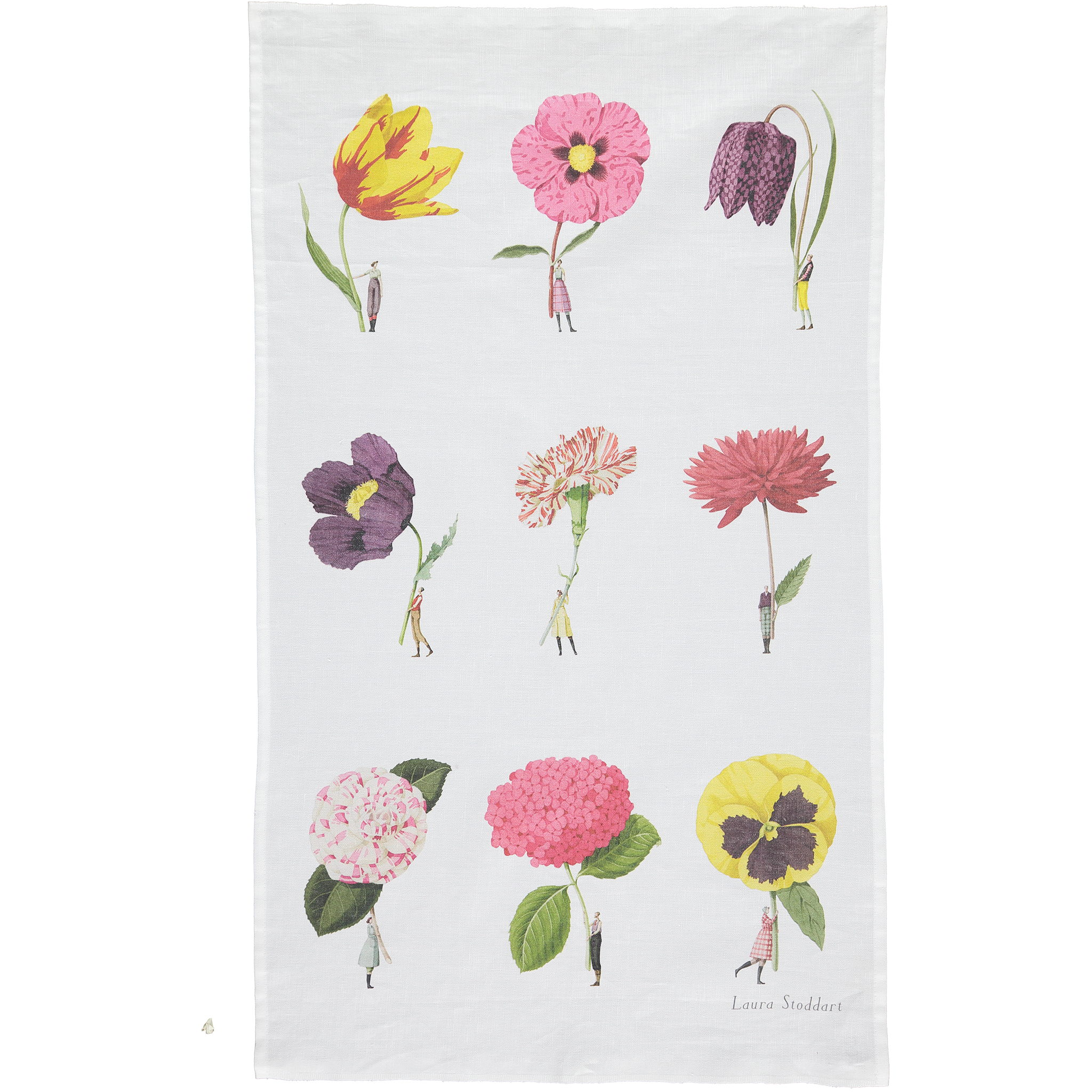 Brighten your kitchen with Laura Stoddart's In Bloom Multi Flower Tea Towel. Colourful floral illustrations on durable linen union fabric. Made in England.
