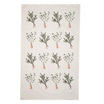 Laura Stoddart Spruce and Eucalyptus Christmas tea towel with botanical foliage illustration