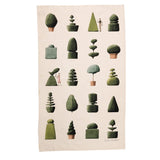 Laura Stoddart Top Topiary tea towel featuring elegant topiary garden illustrations on premium unbleached cotton with hanging loop.