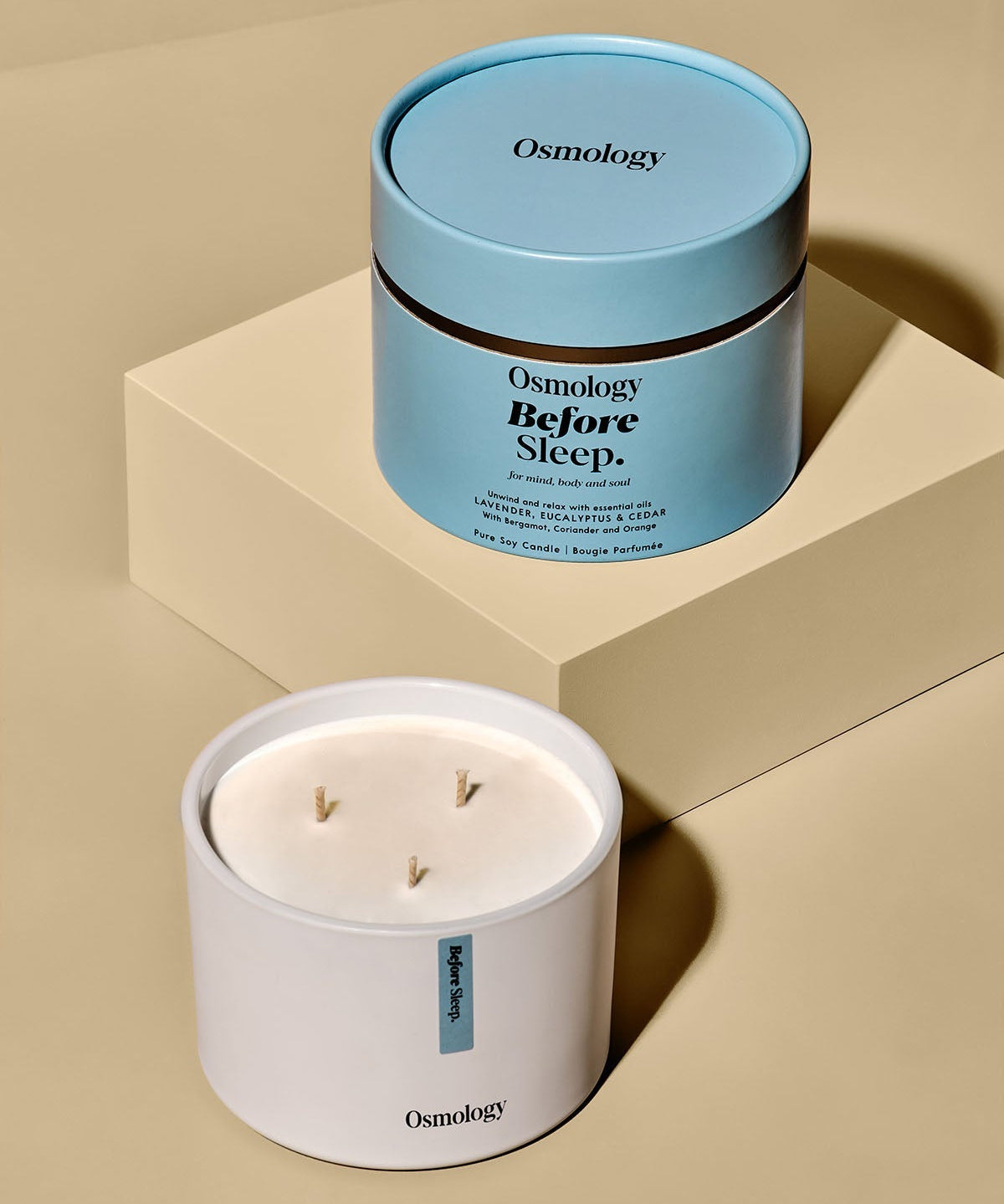Relax with a lavender and cedarwood sleep candle. Plant-based wax, 60-hour burn, vegan and made in England. Perfect for calm evenings and better sleep.