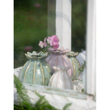 
Lillian light green stoneware bud vase with linear textured detailing