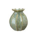 Lillian light green stoneware vase with textured linear detailing