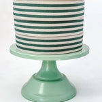 Linen and forest green multistripe cotton ribbon, 35mm wide, for gift wrapping, Christmas bows and creative crafting.
