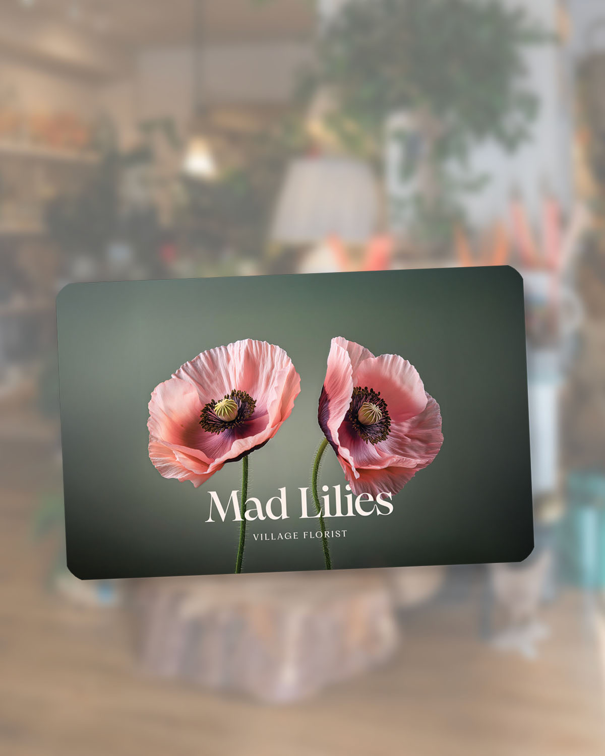 Mad Lilies digital e-Gift Card for flowers, plants, homeware, gifts and floristry workshops, delivered by email.