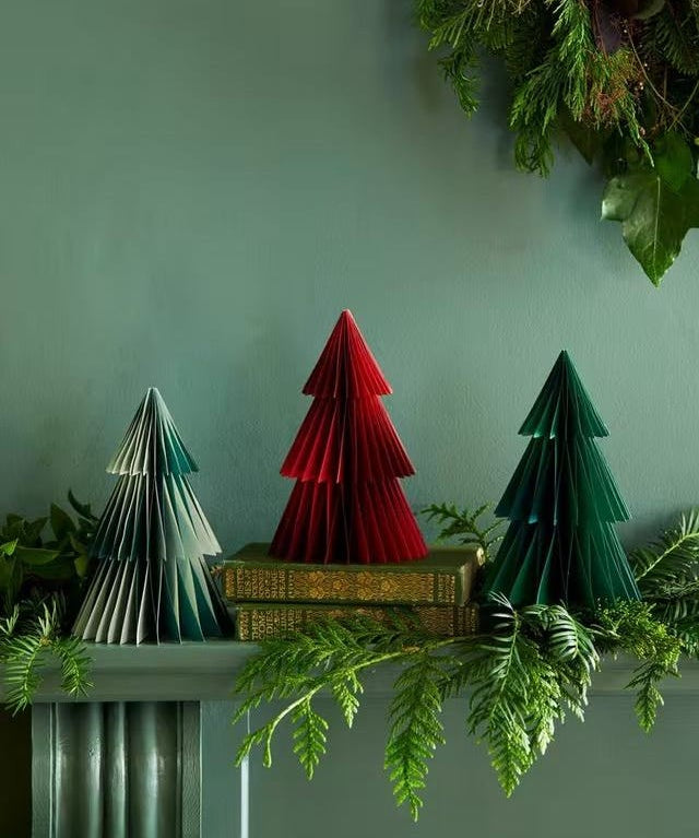 Maddox Medium Berry Red Paper Christmas Tree 30cm with gold edging.