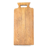 38cm mango wood grazing serving board with natural wood grain and handle for cheese and charcuterie serving.