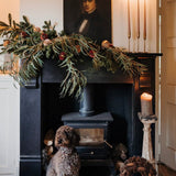 Christmas Fireplace Design Kit with Foliage, LED Lights & Candles